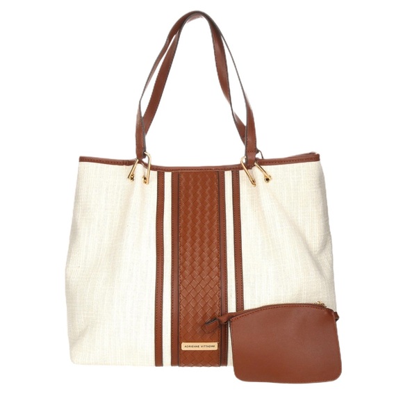 ADRIENNE VITTADINI LINEN TOTE W/ DETACHABLE POUCH - Picture 13 of 14